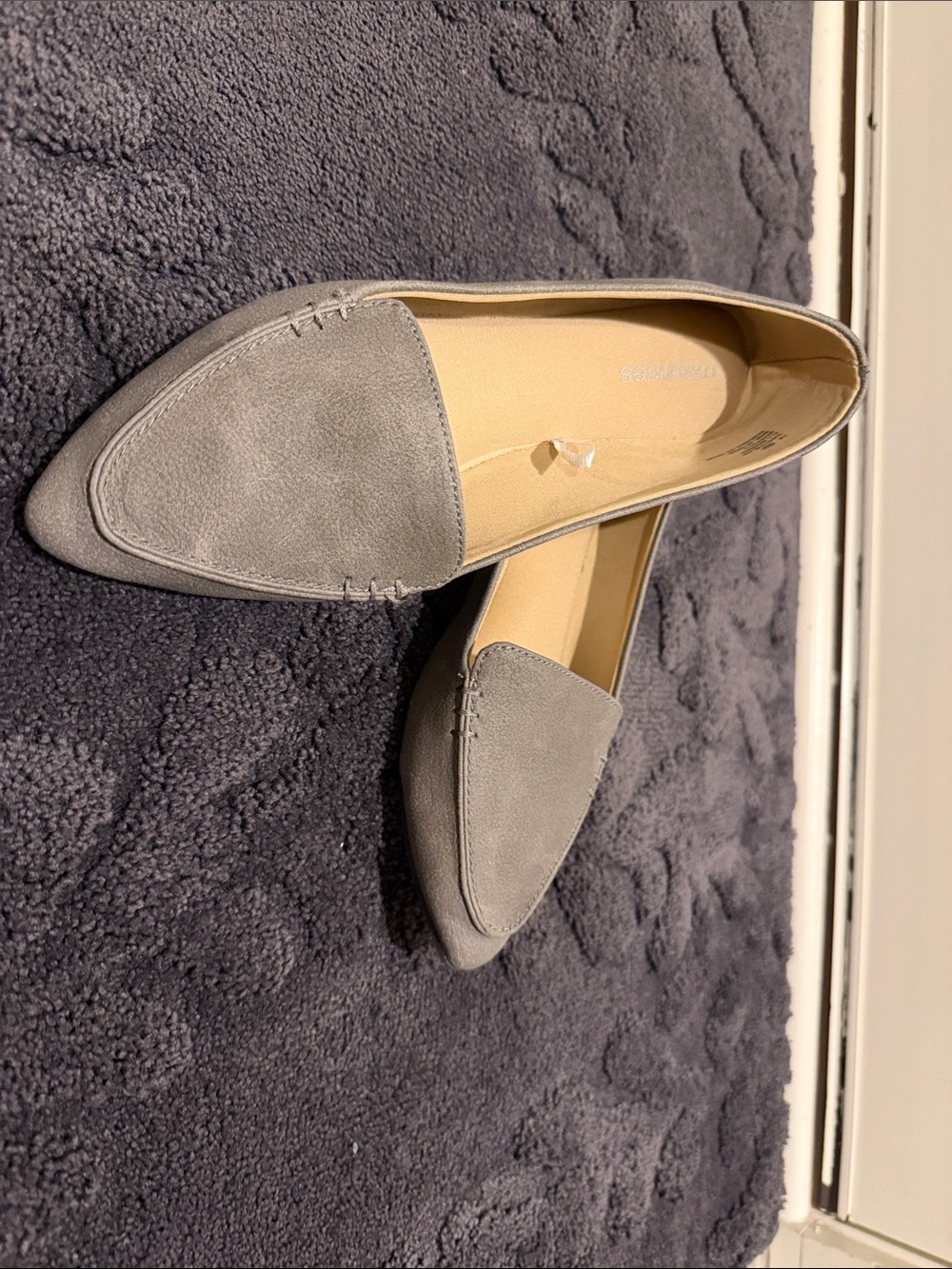 Maurices Light Gray Suede Pointed Loafers size 7